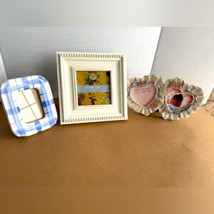 3 Photo Frames- New Shabby Chic, Twin Heart Shaped Frame and Blue & White Frame